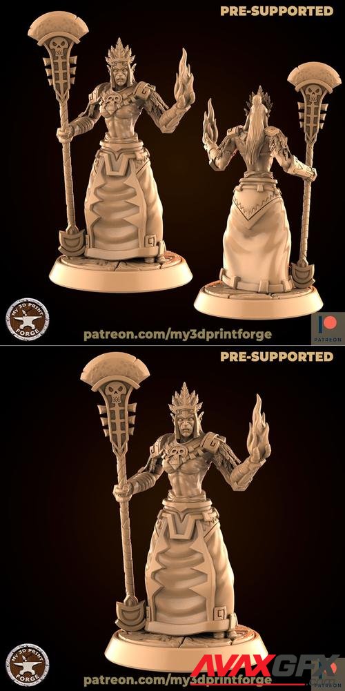 Tribe Female Priest with Staff – 3D Print