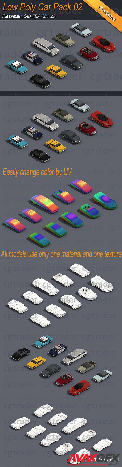 Low Poly Car Pack 02 Isometric Low-poly 3D model