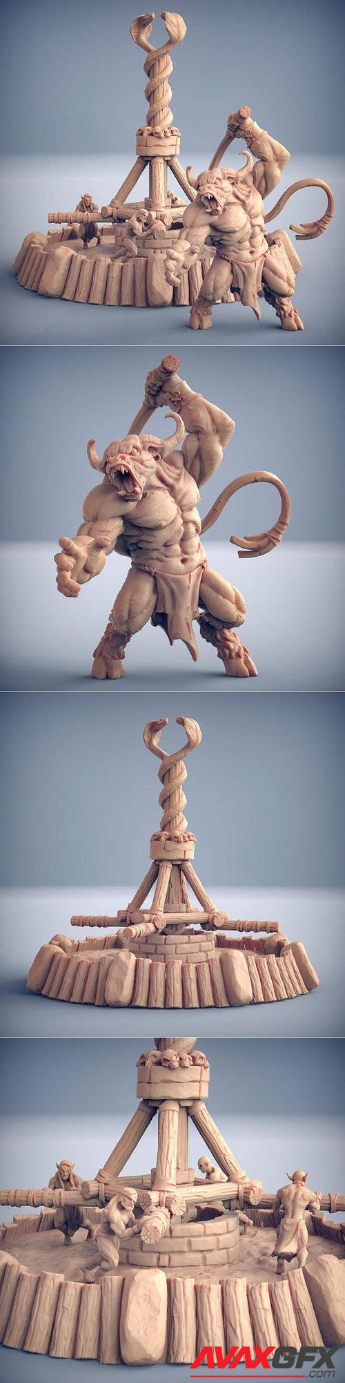 Epic Boss - Minotaur Slaver and Wheel of Pain – 3D Print