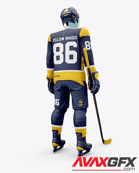 Mens Full Ice Hockey Kit with Visor mockup (Hero Back Shot) 14737 TIF