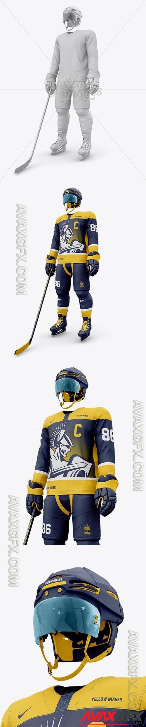 Men’s Full Ice Hockey Kit with Visor mockup (Half Side View) 14843  