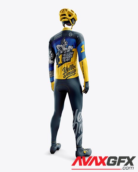 Men’s Full Cycling Thermal Kit mockup (Hero Back Shot) 27860