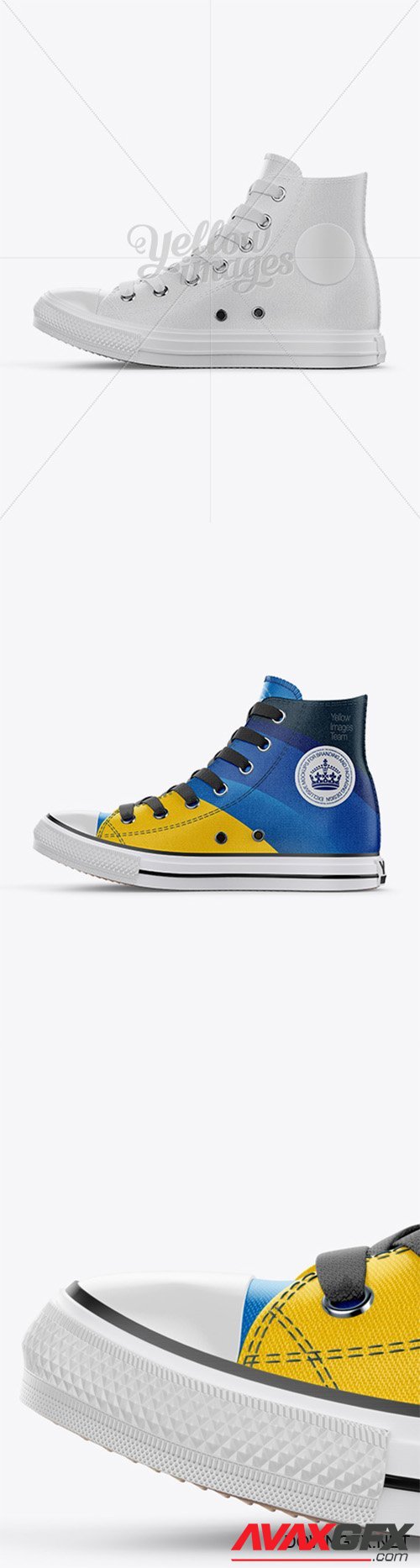 High-Top Canvas Sneaker Mockup - Side View 17622 TIF