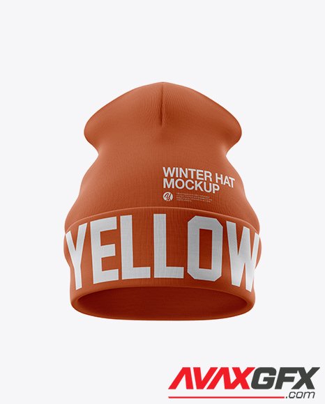 Turn Up Beanie Hat Mockup - Front View 23882