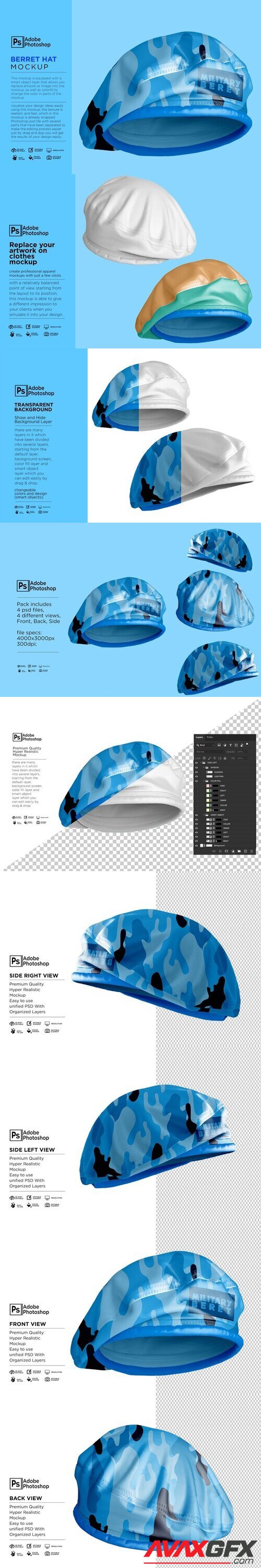 CreativeMarket - Berret Hat Mockup 7352676 