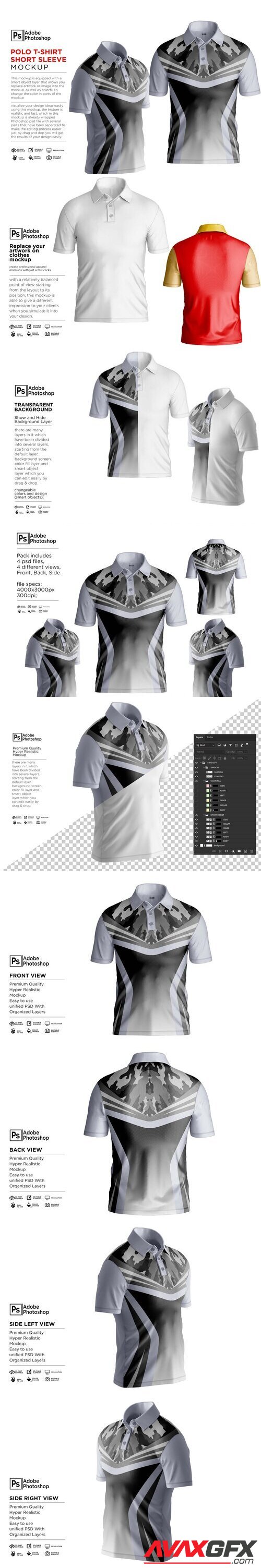 CreativeMarket - Polo T-Shirt Short Sleeve Mockup 7351107