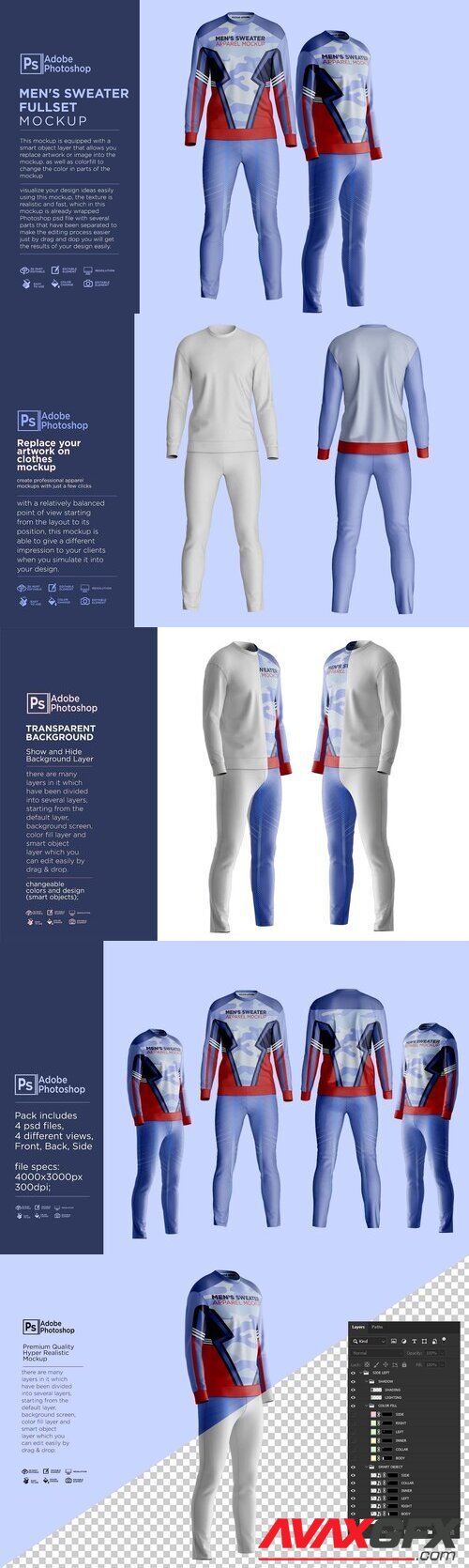 CreativeMarket - Men's Sweater Fullset Mockup 7361725