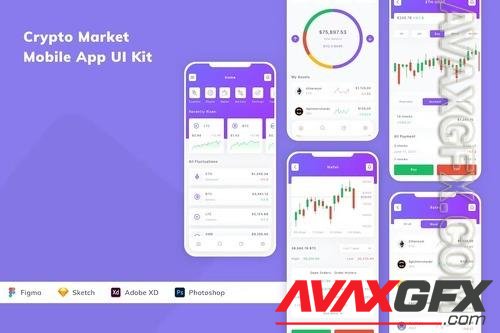 Crypto Market Mobile App UI Kit JZ6TCP8