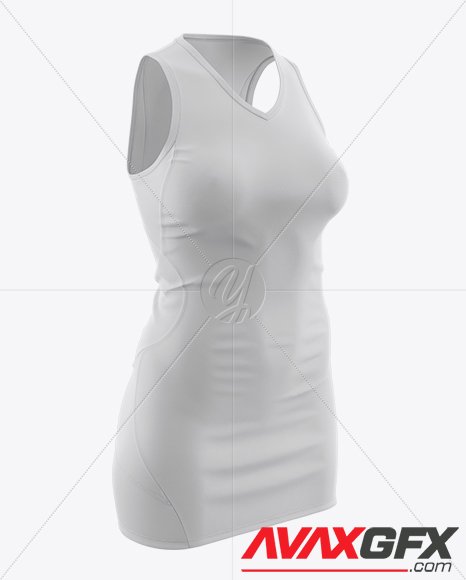Netball Dress With V-Neck HQ Mockup - Half Side View 22045 Layered TIF
