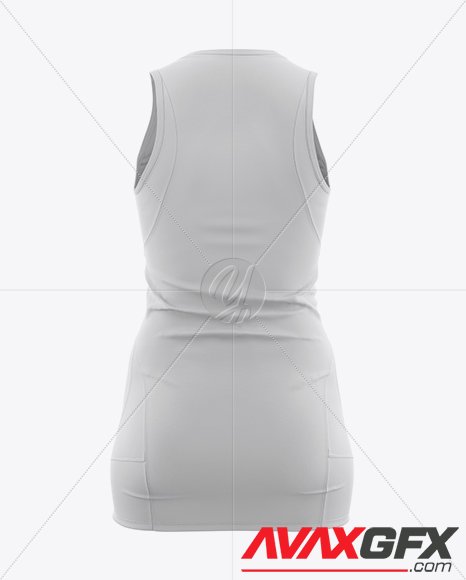 Netball Dress With V-Neck HQ Mockup - Back View 22039 Layered TIF
