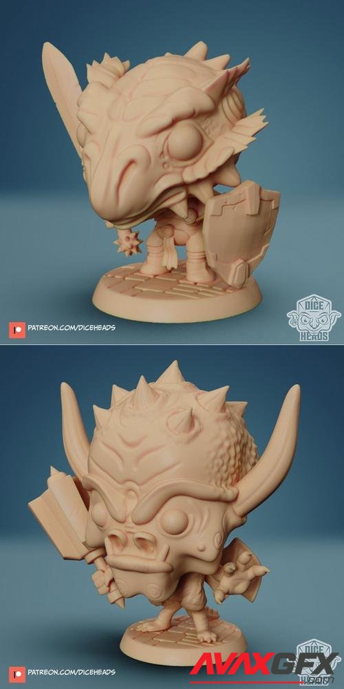 Dice Heads - Dragonborn Paladin and Pit Fiend – 3D Print