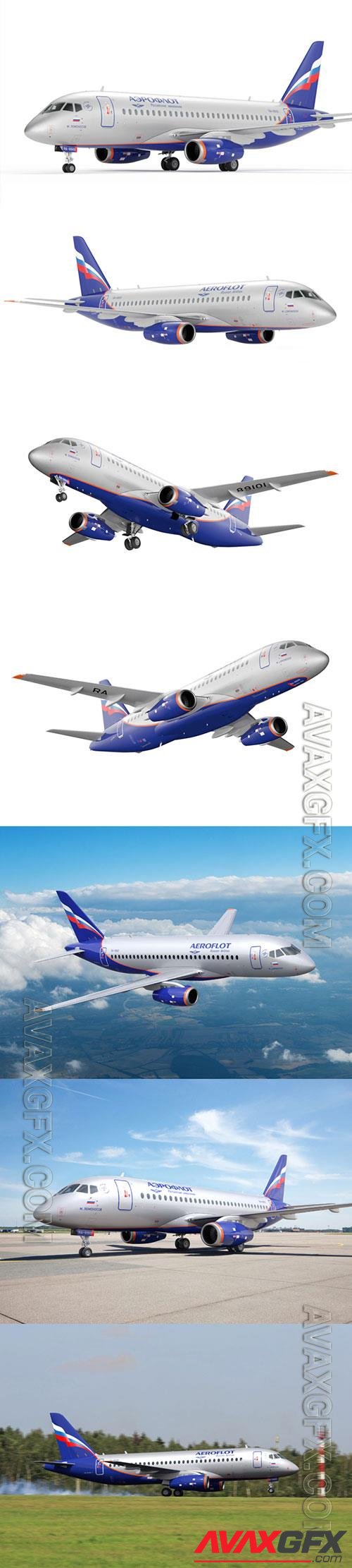 Aircraft SSJ-100 Aeroflot 3D Model