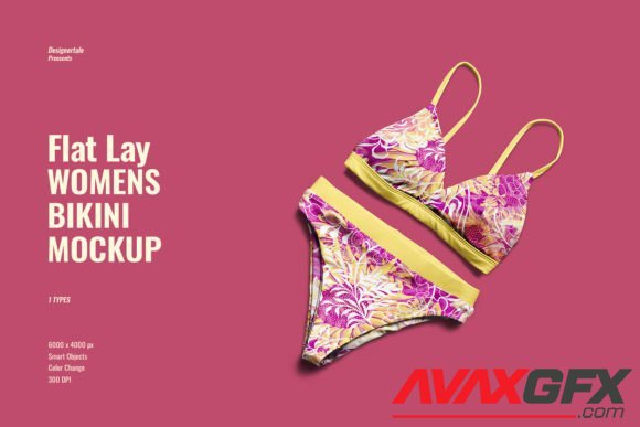 Flat Lay Womens Bikini Mockup - 7530489