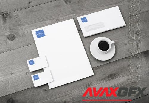 Corporate Identity Set Mockup with Coffee Cup on Wooden Table 1 187676756