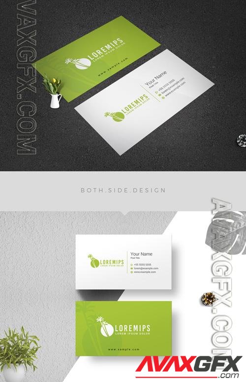 Business Card Layout with Palm Tree Elements 205412725