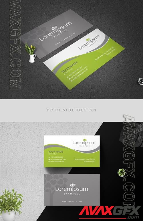 Business Card Layout with Heart-Shaped Leaves Tree 204275698