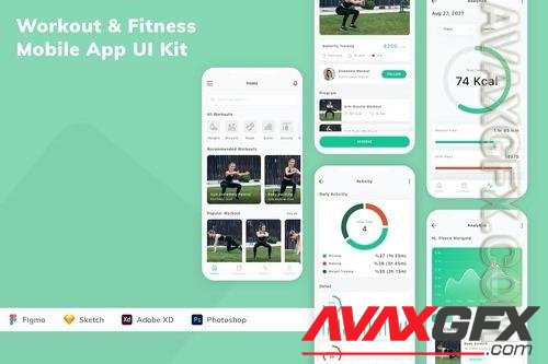 Workout & Fitness Mobile App UI Kit W7TYHEN