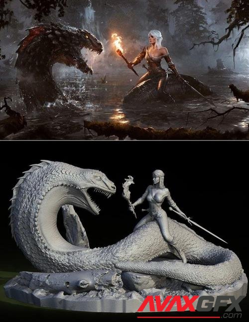 Ciri vs Huge Snake - The Witcher – 3D Print