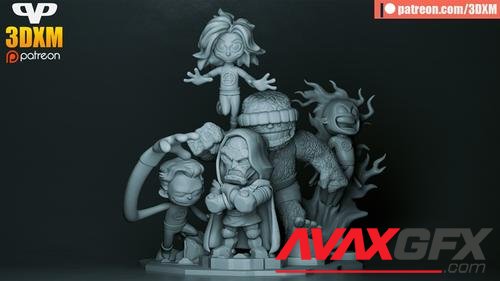 3DXM - Fantastic 4 Chibi Diorama – 3D Print