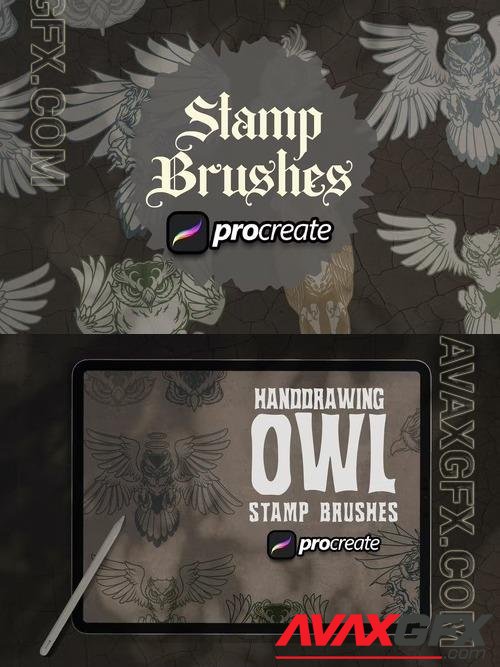 Owl Handrawing Brush Stamp Procreate