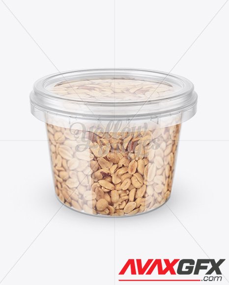 Plastic Container w/ Peanuts Mockup - Front View (High-Angle Shot) 14072