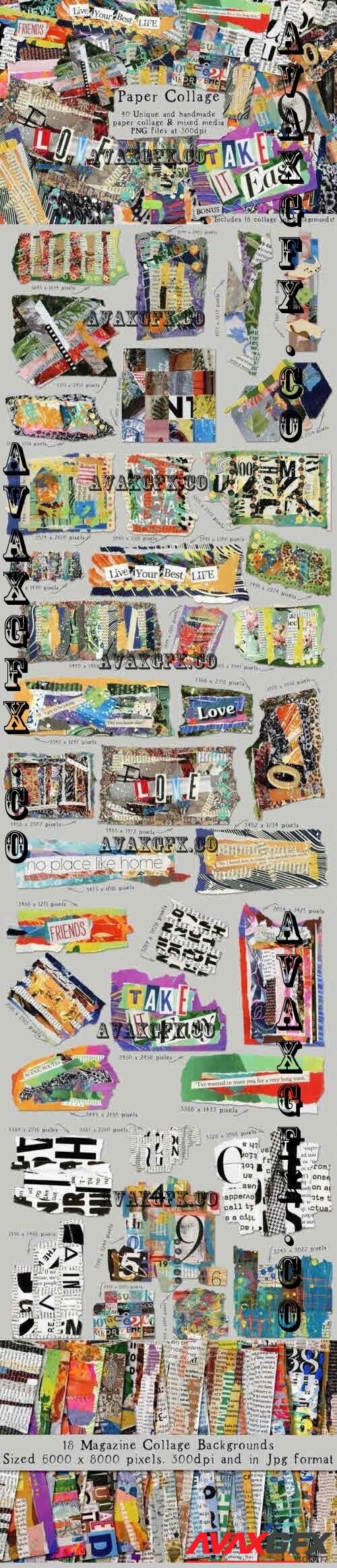 Paper Collage Graphics and Backgrounds