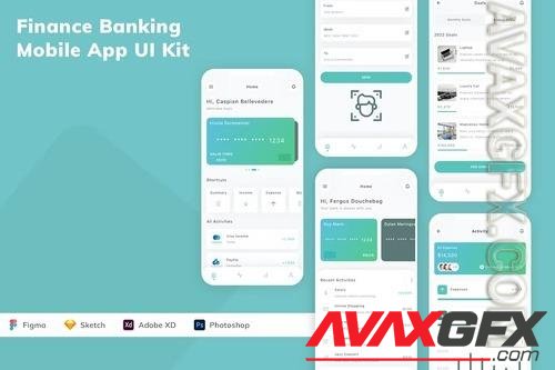 Finance Banking Mobile App UI Kit JXVJ3Y3