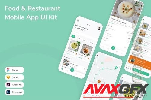 Food & Restaurant Mobile App UI Kit 85GDG8X