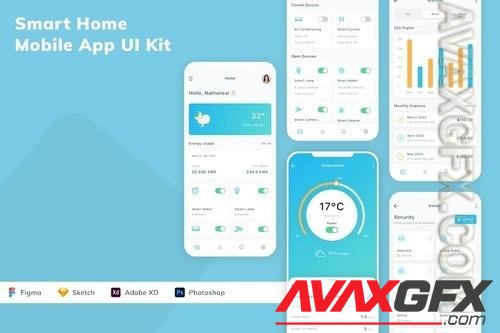 Smart Home Mobile App UI Kit 6BAML3G