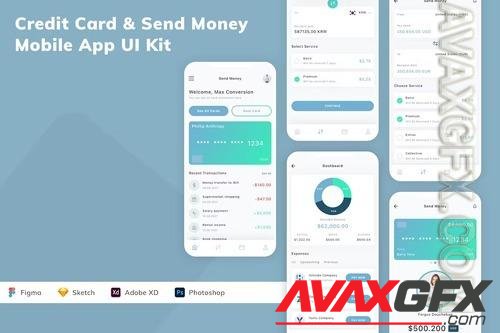 Credit Card & Send Money Mobile App UI Kit AYMBMEL