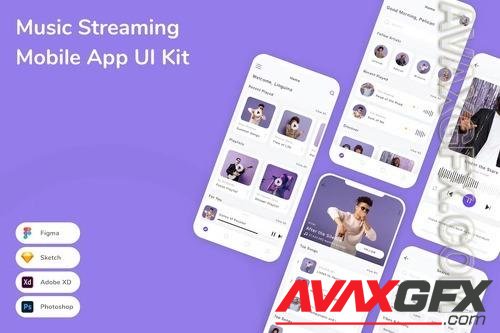 Music Streaming Mobile App UI Kit J5LN6TJ