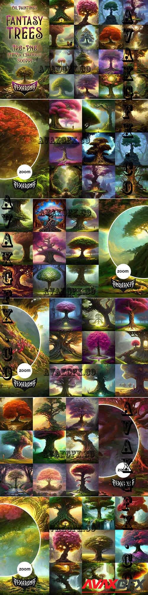 100 Fantasy Trees - Oil Painting Art - 7556701