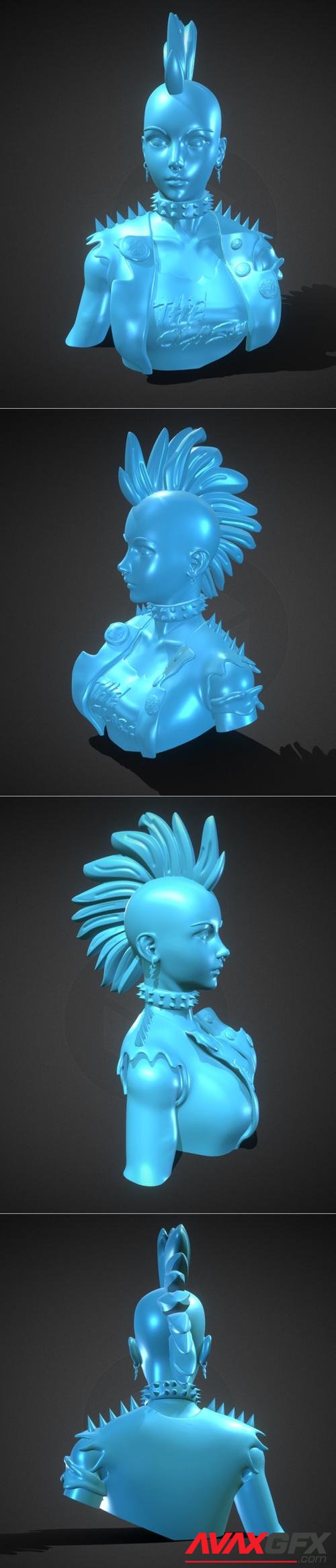 Stylized Punk Storm Bust – 3D Print