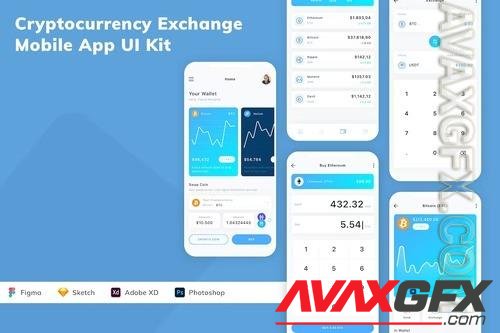 Cryptocurrency Exchange Mobile App UI Kit YA7WQGT