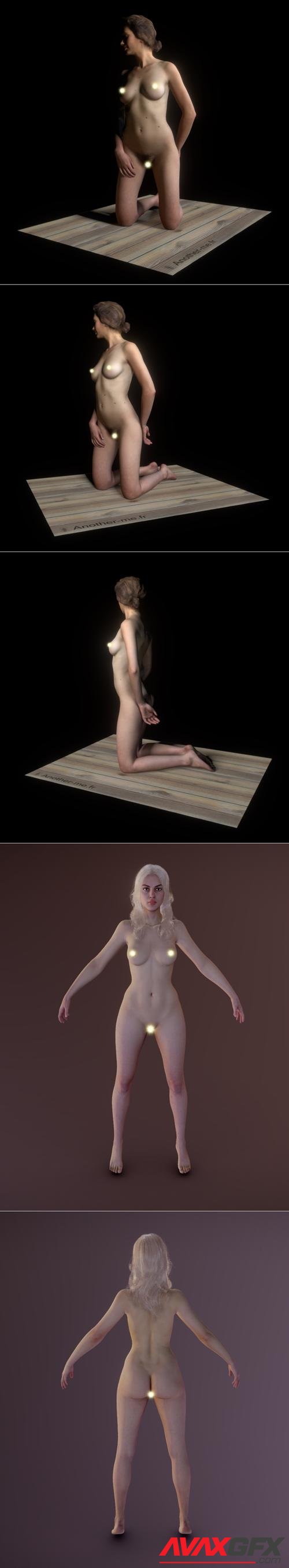 D Kneeling nude (NSFW) and Photorealistic Female Character – 3D Print