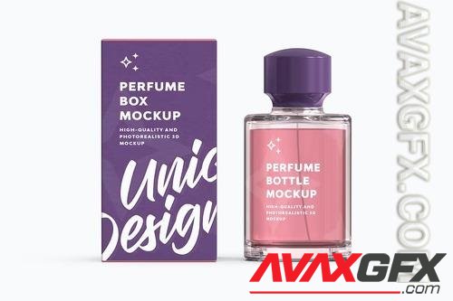 Perfume Bottle & Box Mockup V6PU6MJ