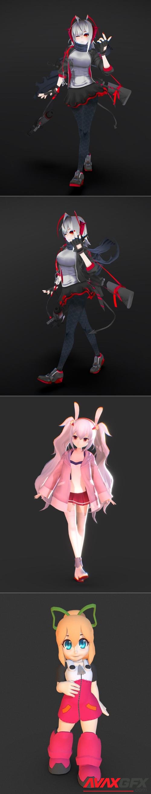 Arknights W Sarkaz Mercenary and Azure Lane Laffey and Roll Rigged – 3D Print