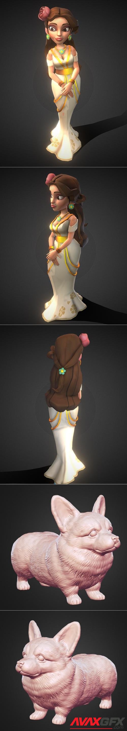 Belle and Cute Corgi – 3D Print