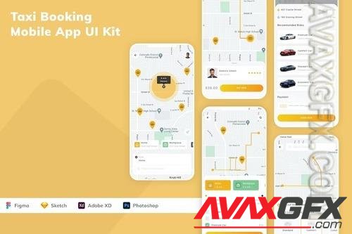 Taxi Booking Mobile App UI Kit 78MMYMC