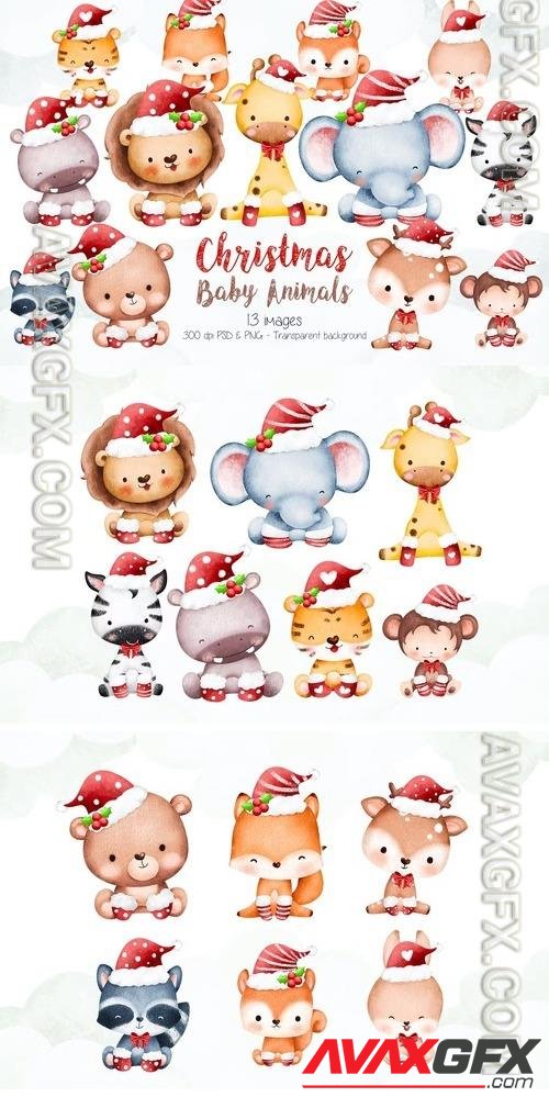 Christmas Baby Animals Clipart 823M29J