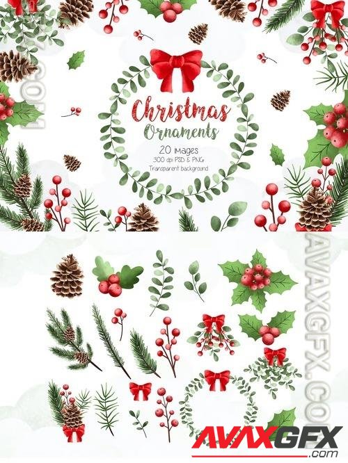 Christmas Plant Ornaments Clipart WARJZNY