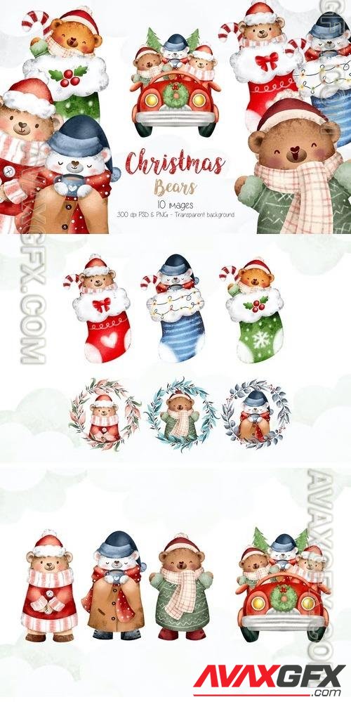 Christmas Bears Clipart DE3CQCC