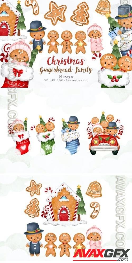 Christmas Gingerbread Family Clipart DC7S29W