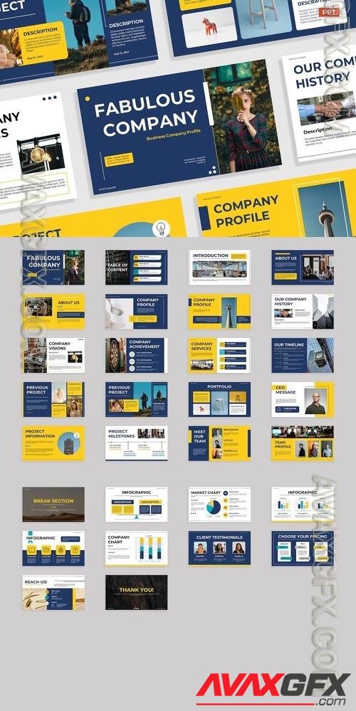 Creative Aesthetic Yellow Blue Company Profile 009