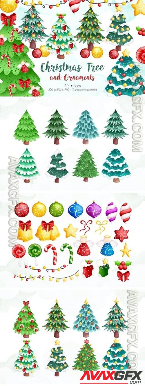Christmas Tree and Ornaments Clipart MV28UYZ
