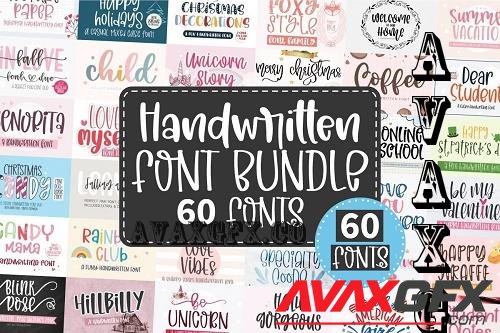 The Handwritten Font Bundle -  60 Premium Fonts