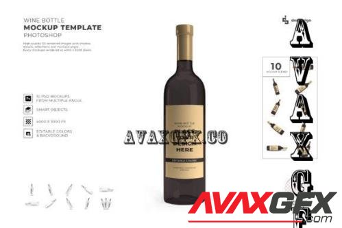 Wine Bottle Mockup Template Set - 2156490