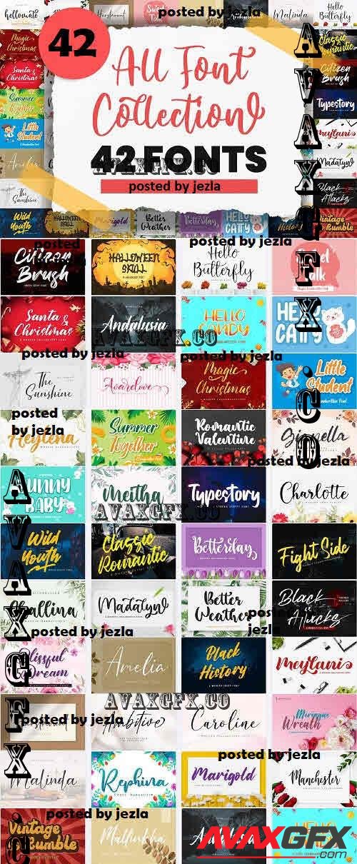 All Font Collection Bundle - 42 Premium Fonts