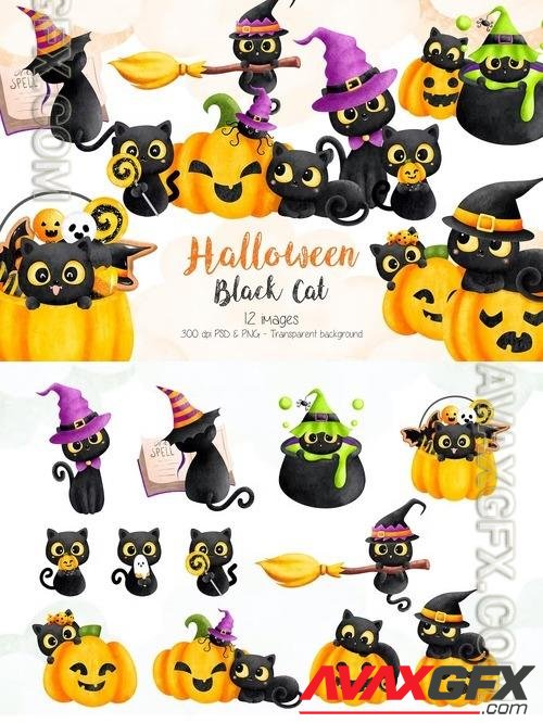 Halloween Black Cat Clipart C6V6JCJ