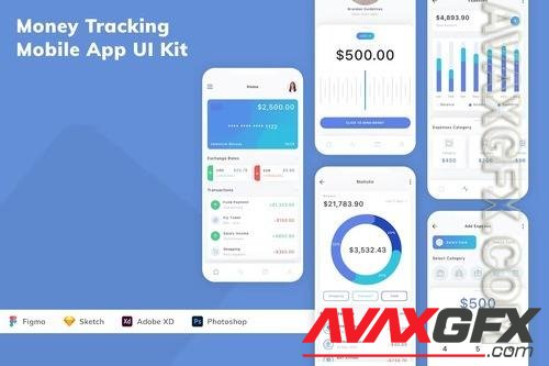 Money Tracking Mobile App UI Kit UV6SBAC